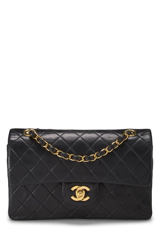 Black Quilted Lambskin Classic Double Flap Small
