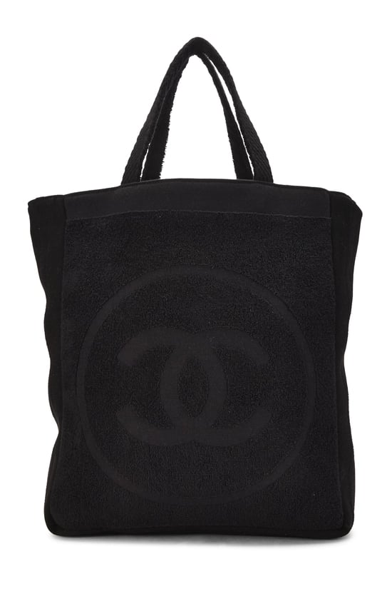 Black Terry Cloth Beach Tote XL