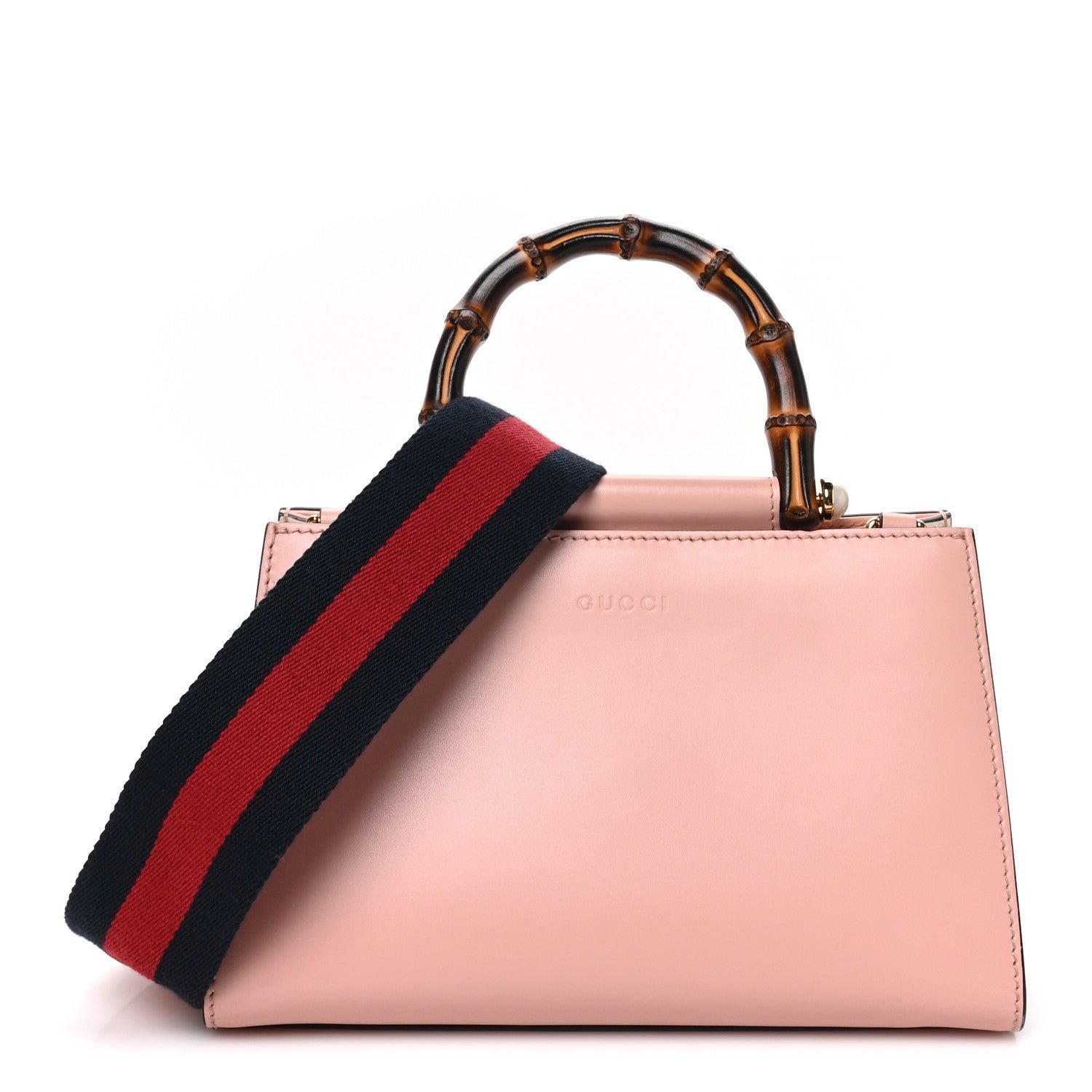 Gucci Nappa Bamboo Web Mini Nymphaea Top Handle Bag Perfect Pink Mystic White