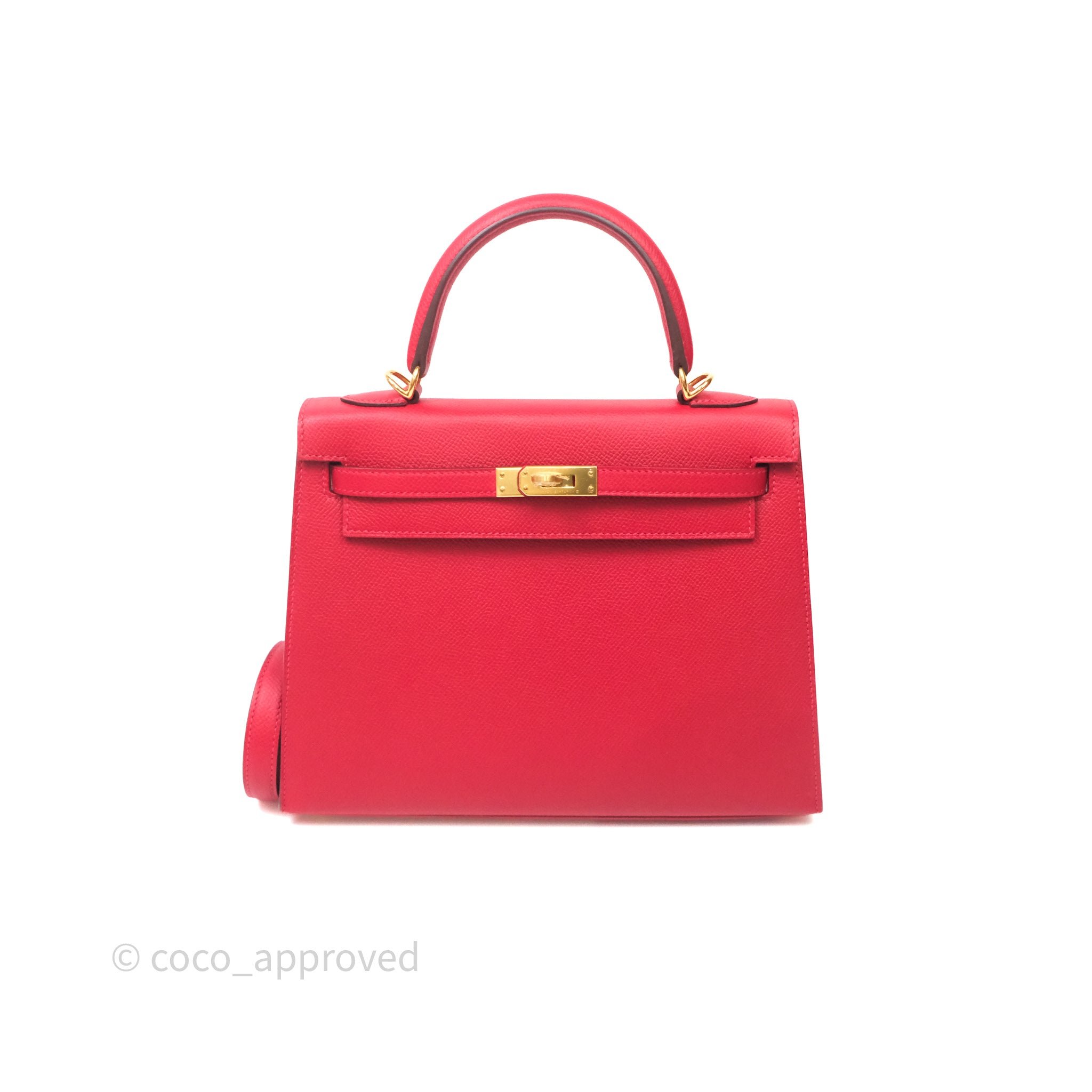 Hermès Sellier Kelly 25 Rouge Casaque Q5 Epsom Gold Hardware