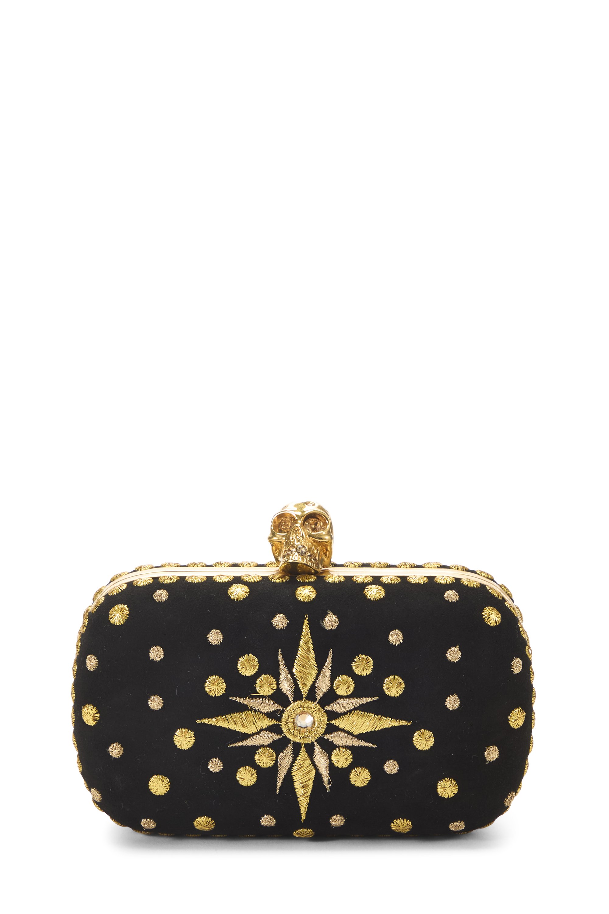 Black Velvet Skull Box Clutch