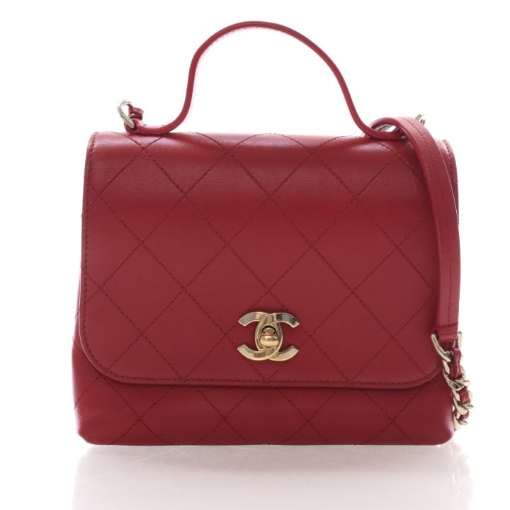 Chanel Small Lambskin Quilted Double Pocket Top Handle Flap Bag