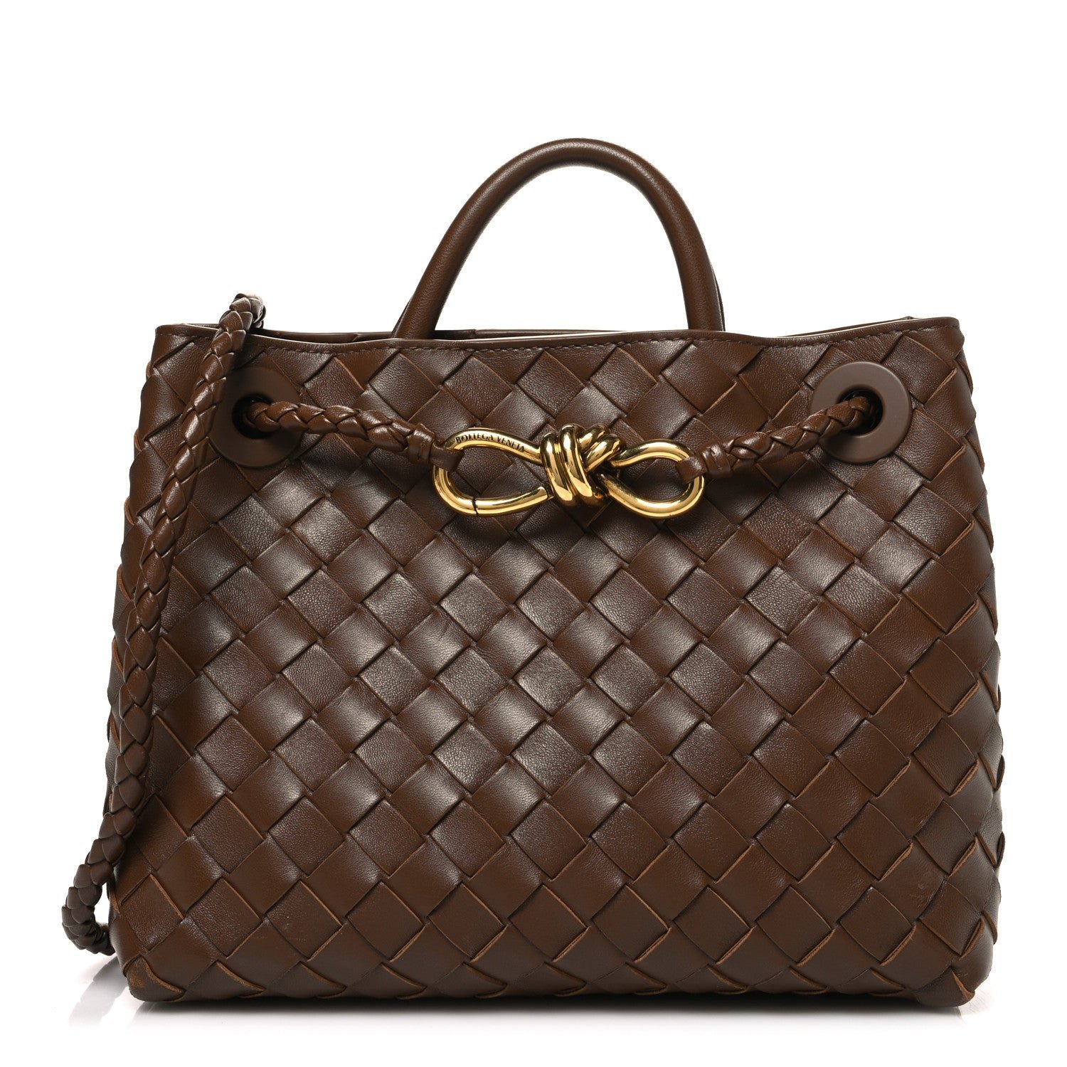 Bottega Veneta Nappa Intrecciato Small Andiamo Shoulder Bag Nocciola