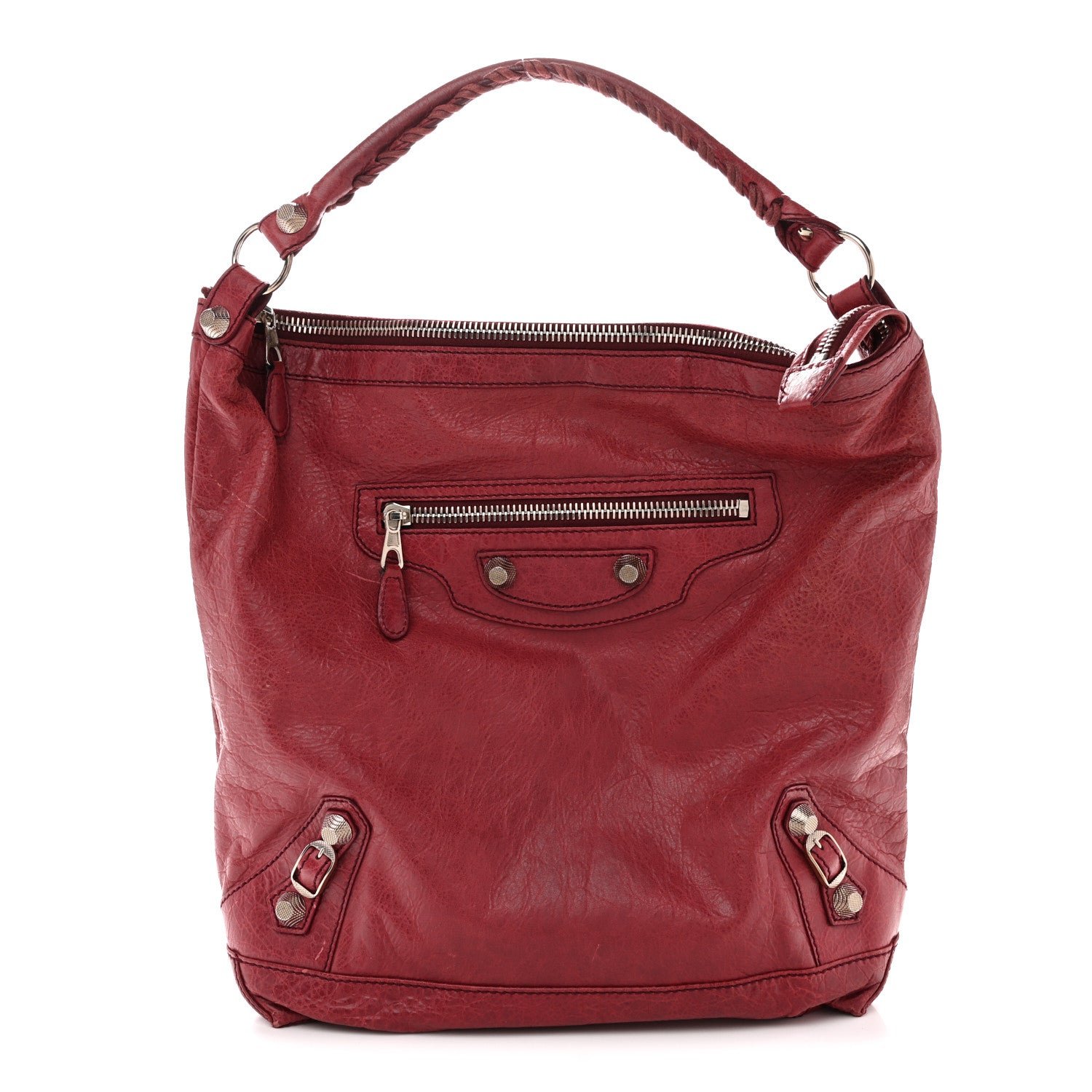 Balenciaga Agneau Giant 12 Silver Hardware Day Hobo Cassis