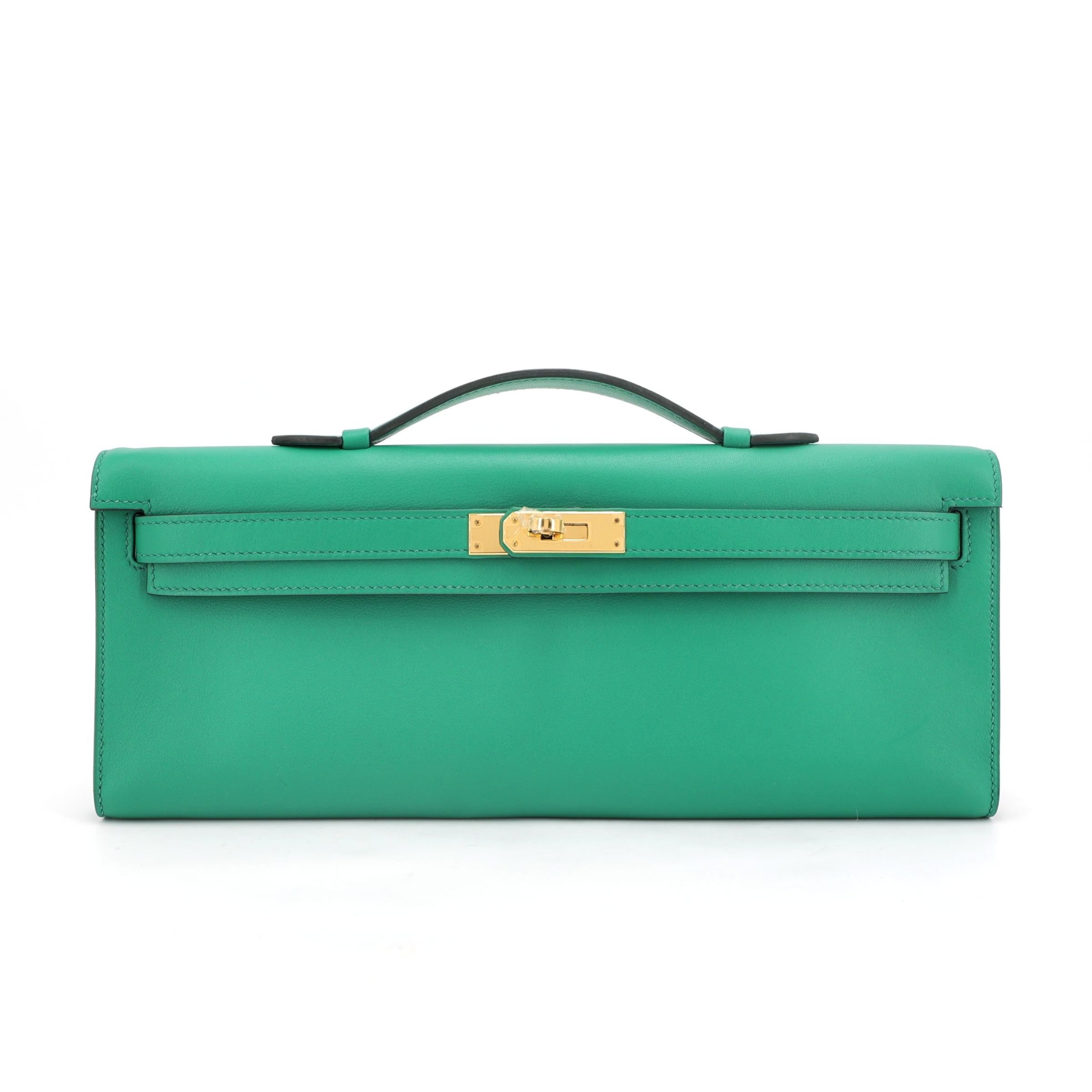 Hermes Excellent ( Rank SA ) HERMÈS Kelly Cut Vert Vertigo (U4) Swift Gold hardware A (2017)