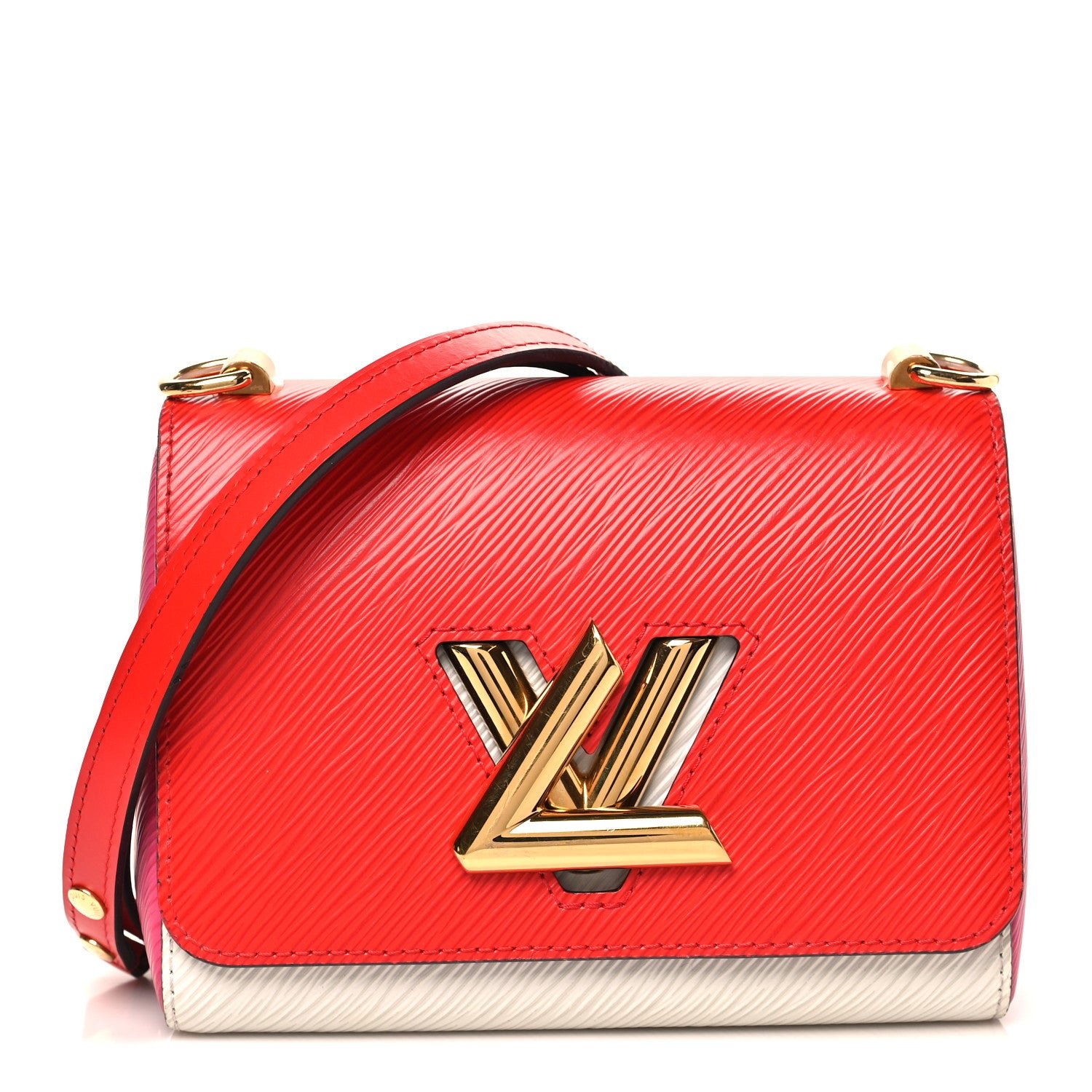 Louis Vuitton Epi Twist Shoulder Bag MM Coquelicot Hot Pink White