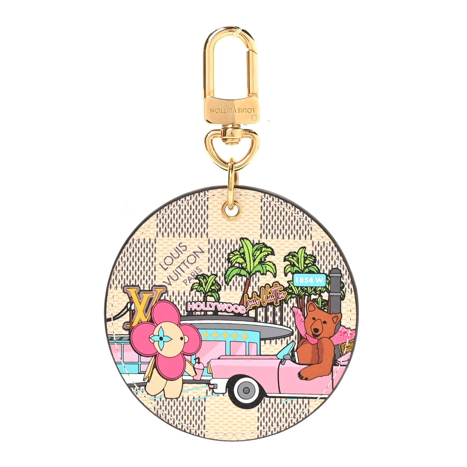Louis Vuitton Damier Azur 2021 Christmas Animation Hollywood Bag Charm Fuchsia