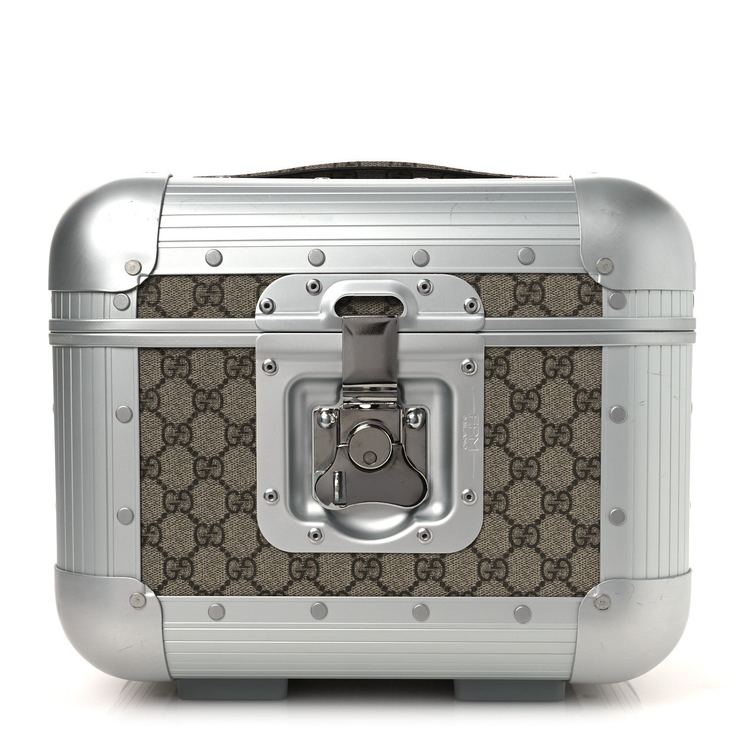 Gucci GG Supreme Monogram Aluminum Porter Beauty Case Silver