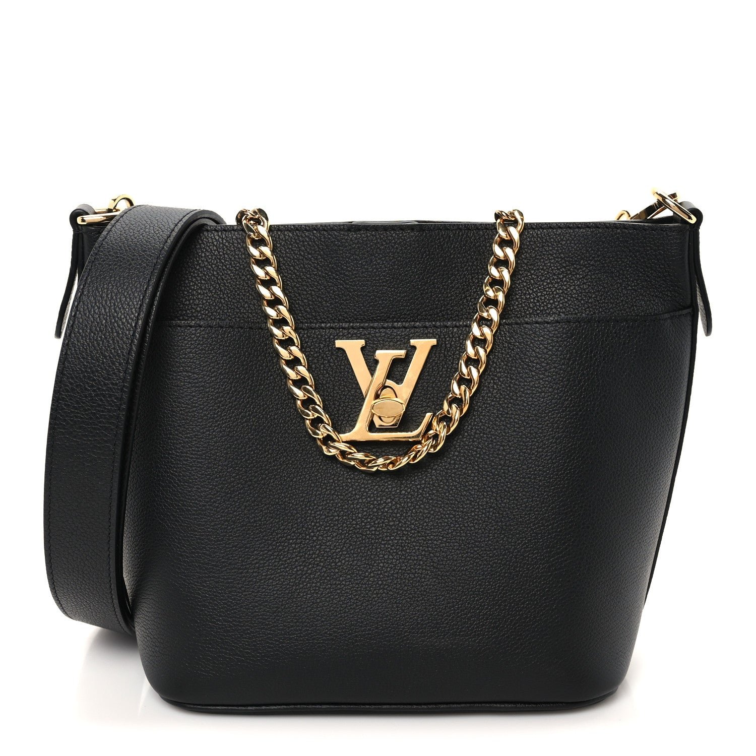 Louis Vuitton Calfskin Lock and Walk Bucket Black