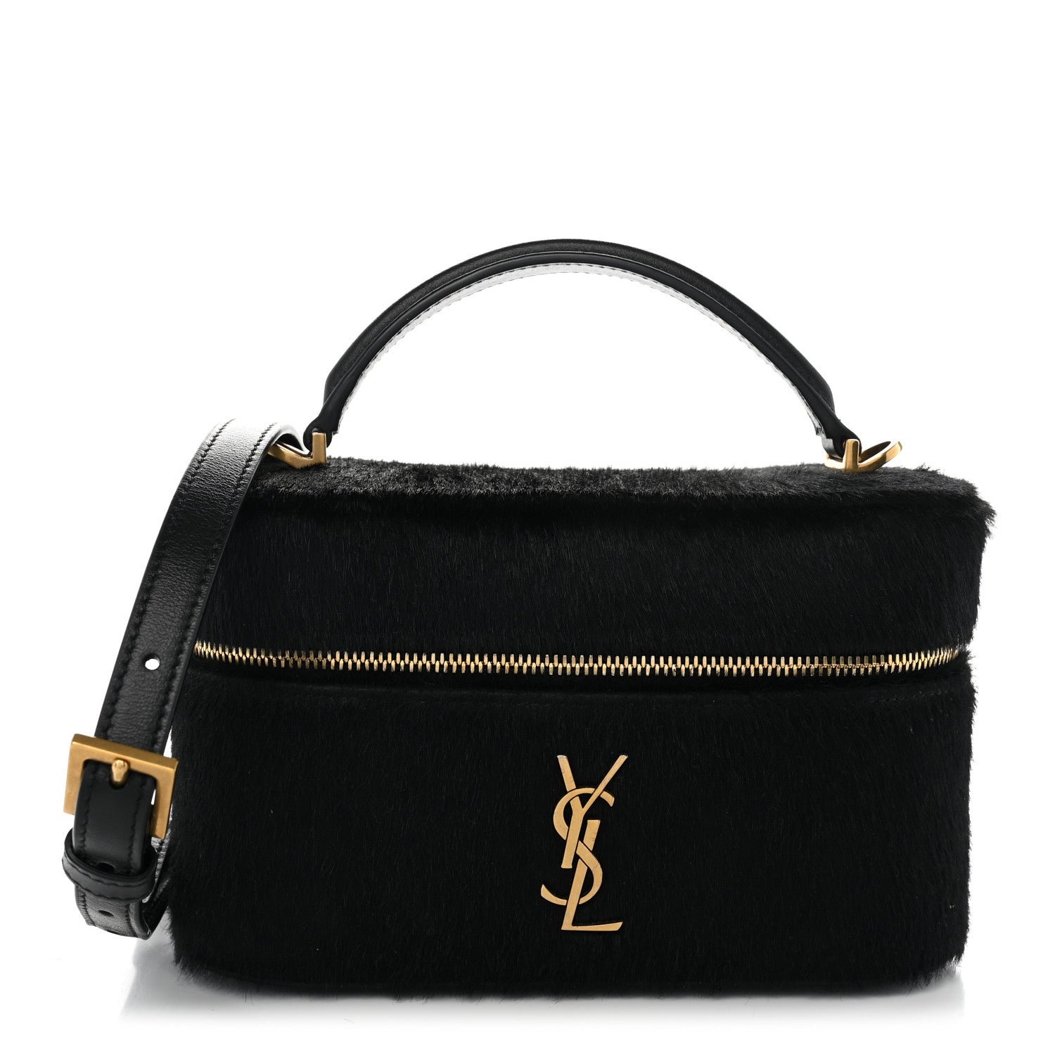 Saint Laurent Pony Hair Mini Gaby Vanity Case Black