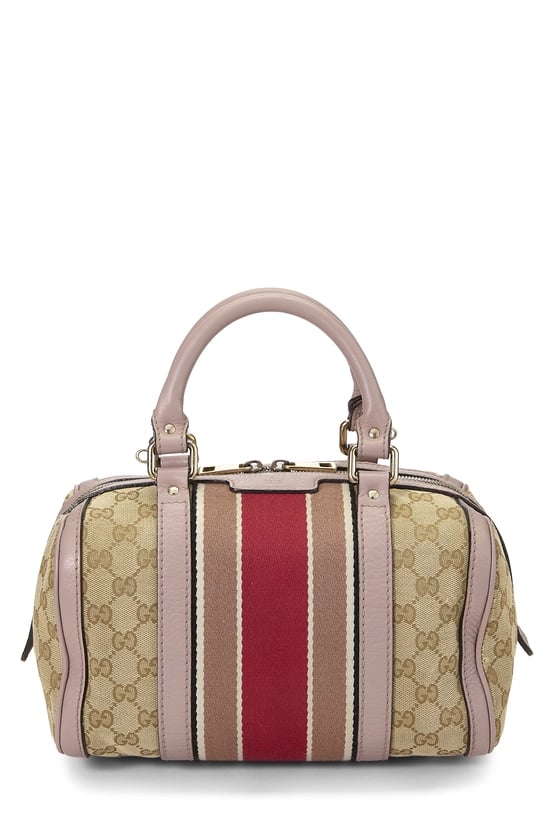 Pink Original GG Canvas Web Boston Handbag Small