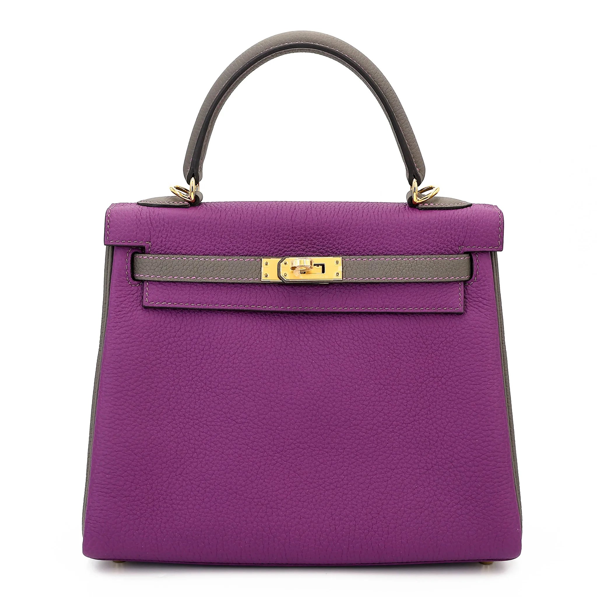 Unused ( Rank NS ) HERMÈS Special Order Kelly 25 HSS Anemone (P9) Etain (8F) Togo Gold hardware D (2019)