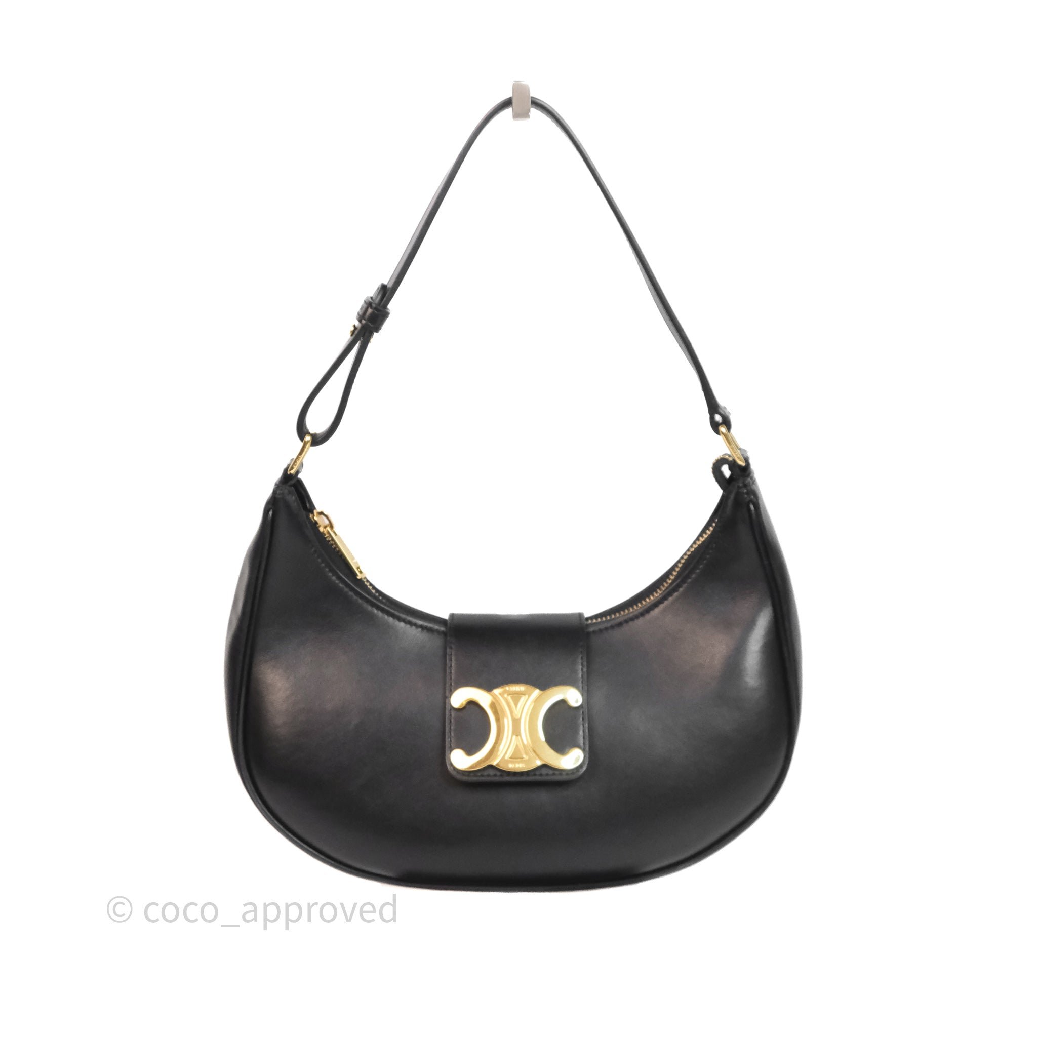 Celine Medium Ava Triomphe Bag Black Calfskin Gold Hardware