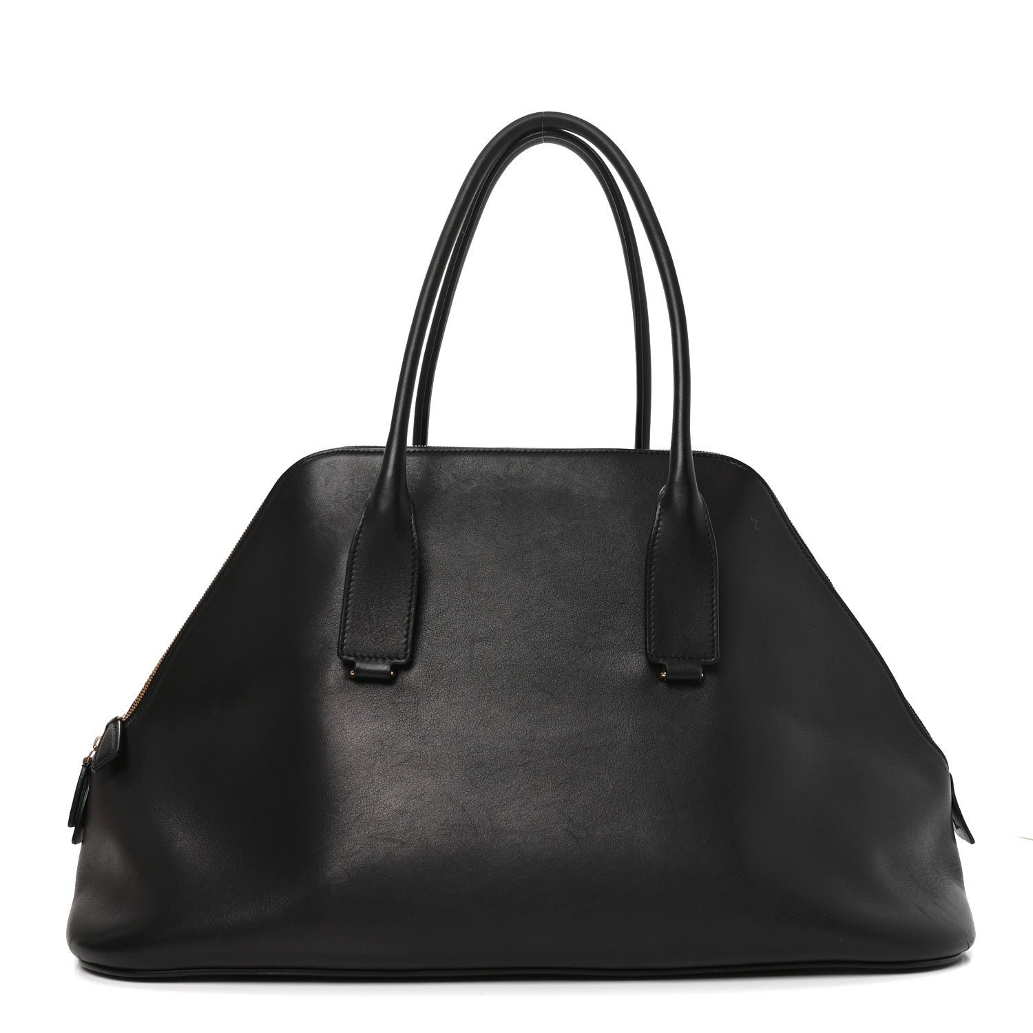 The Row Polished Saddle Calfskin Large Devon Bag Black