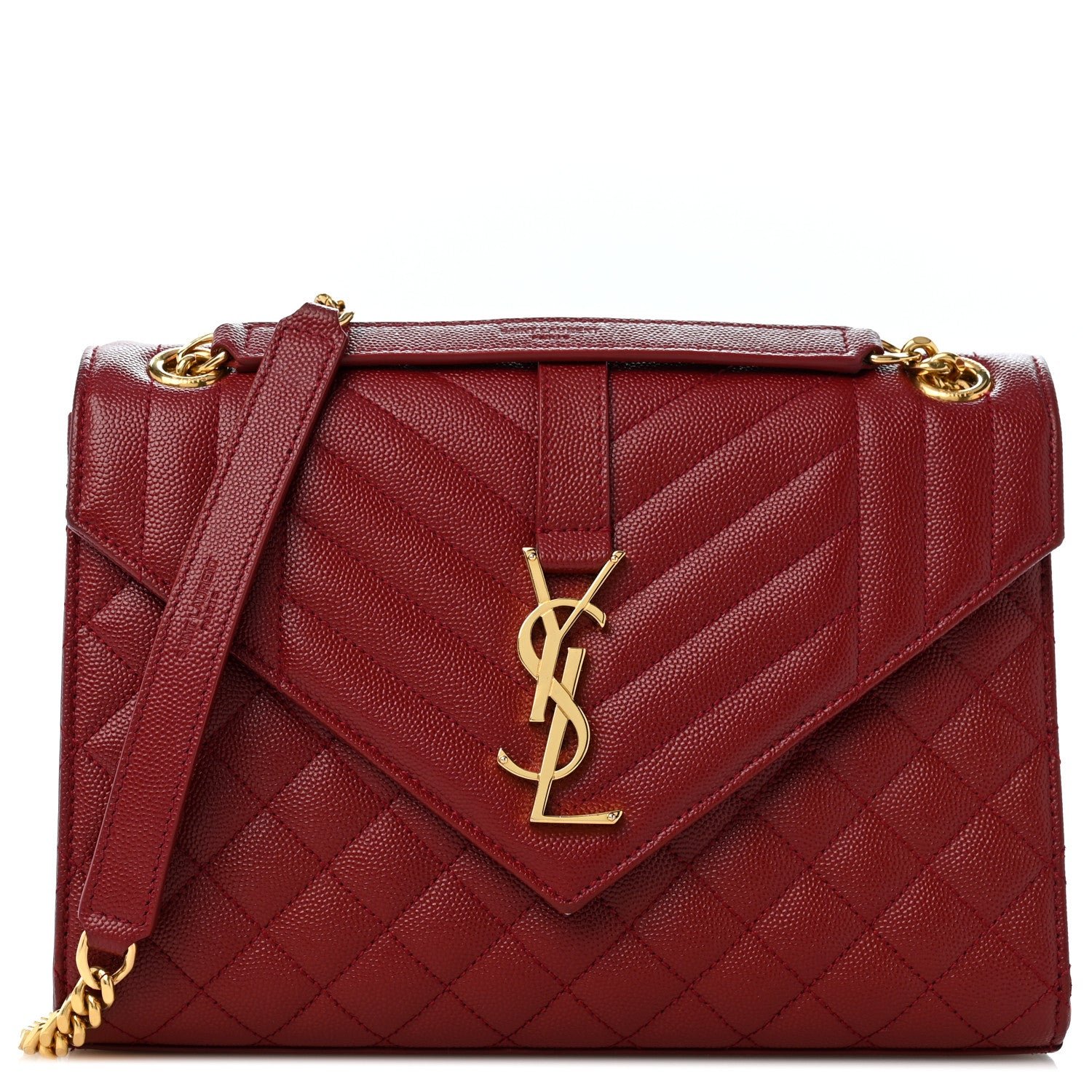 Saint Laurent Grain De Poudre Textured Mixed Matelasse Triquilt Medium Monogram Satchel Oxblood