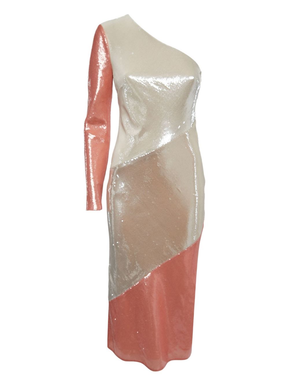 pre-owned one-shoulder sequin midi dress