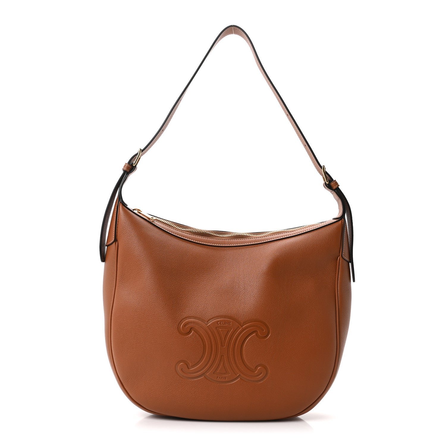 Celine Supple Calfskin Medium Triomphe Heloise Shoulder Bag Tan