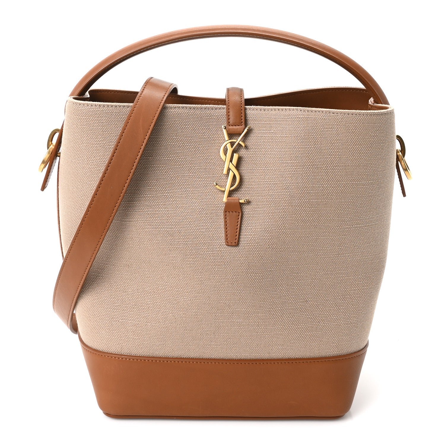 Saint Laurent Raffia Vegetable Le 37 Bucket Bag Naturel Brick