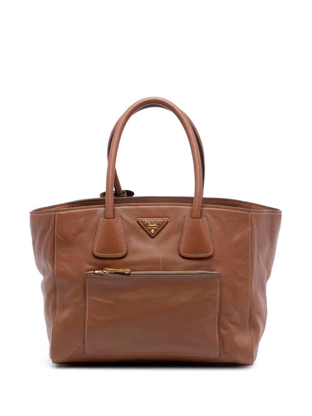 Prada 2010-2026 Soft Calf Front Pocket Open Convertible Tote satchel