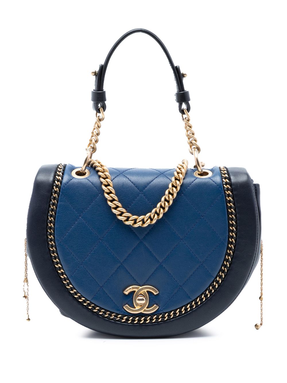 2018 Small Quilted Lambskin Chain Detail Saddle Bag satchel