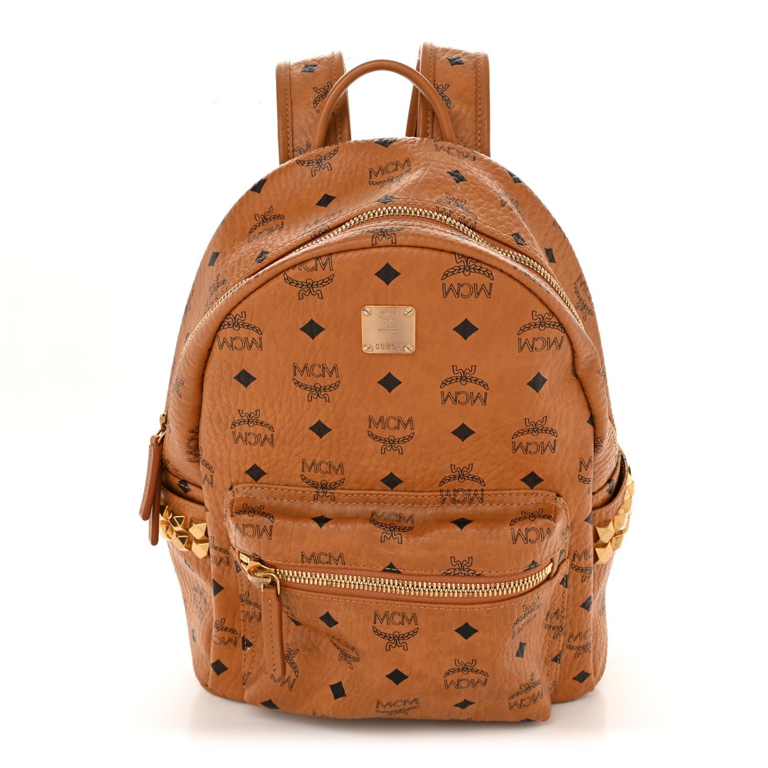 MCM MCM Visetos Small Side Stud Stark Backpack Cognac