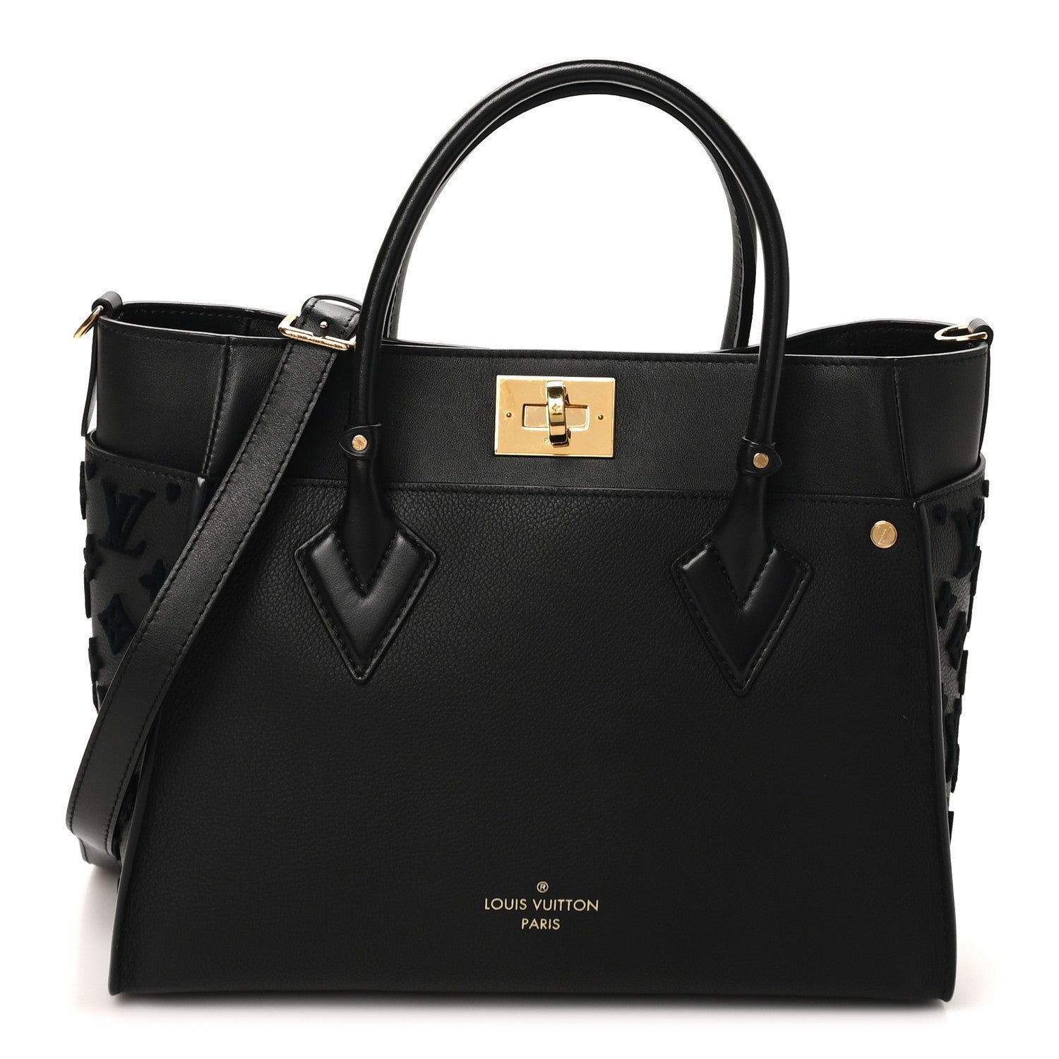 Louis Vuitton Calfskin Monogram Tufting On My Side Black