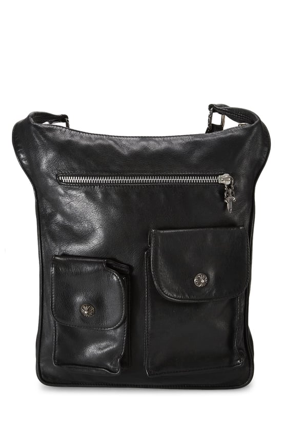 Chrome Hearts Black Leather F-Slinger Shoulder Bag