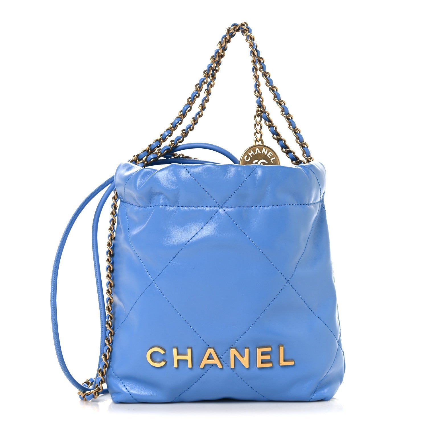 Chanel Shiny Calfskin Quilted Mini Chanel 22 Blue