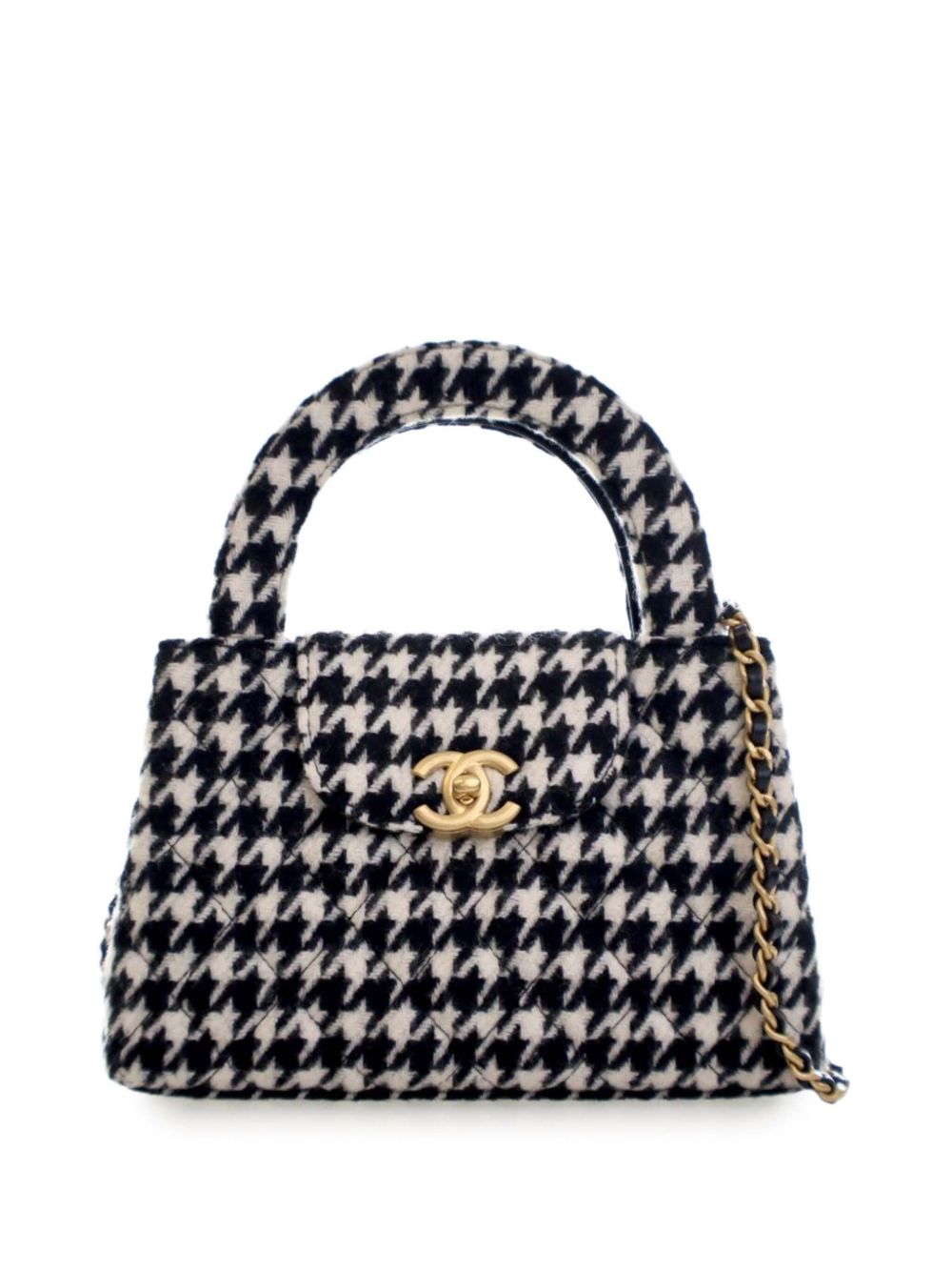 2021-2025 Nano Quilted Houndstooth Tweed Kelly Shopper Bag satchel
