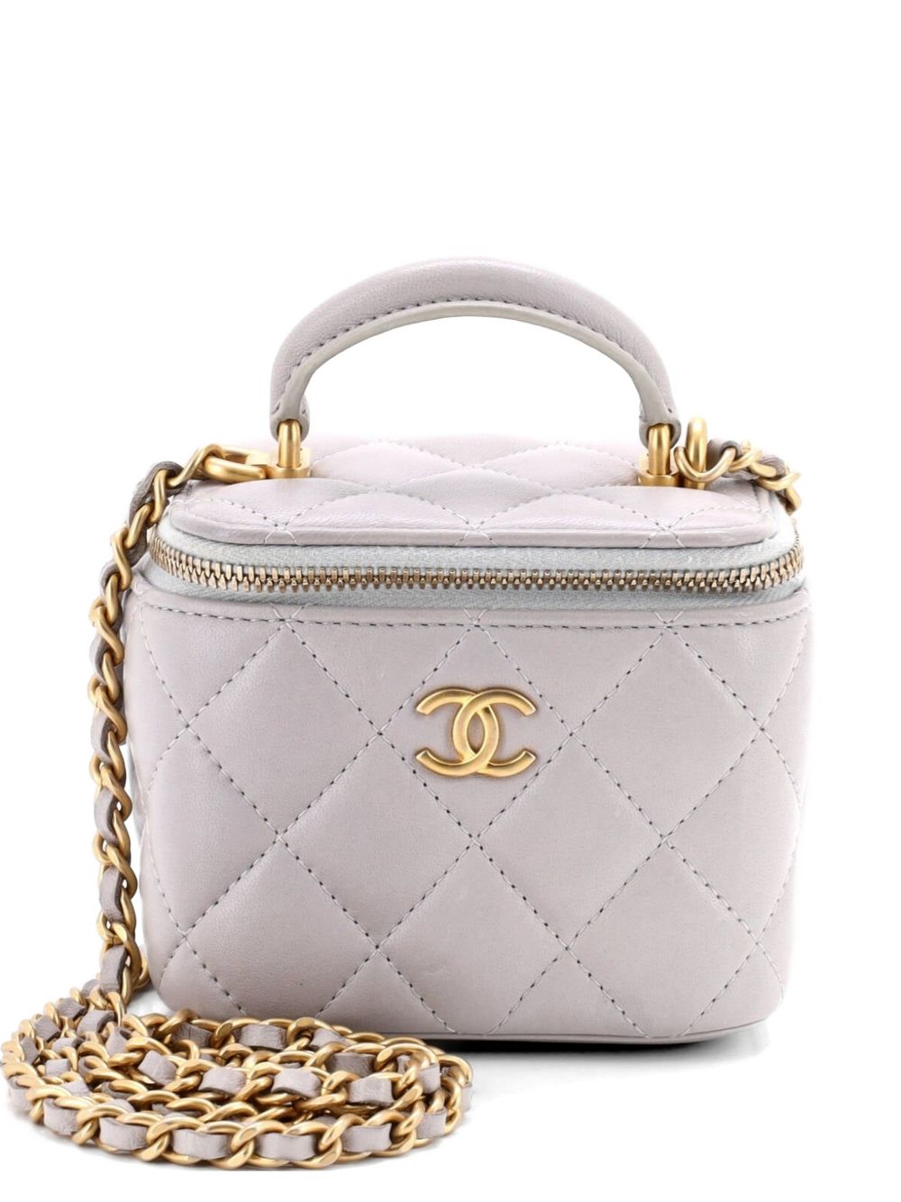 Classic Top Handle Vanity Case with Chain Quilted Lambskin Mini crossbody bag