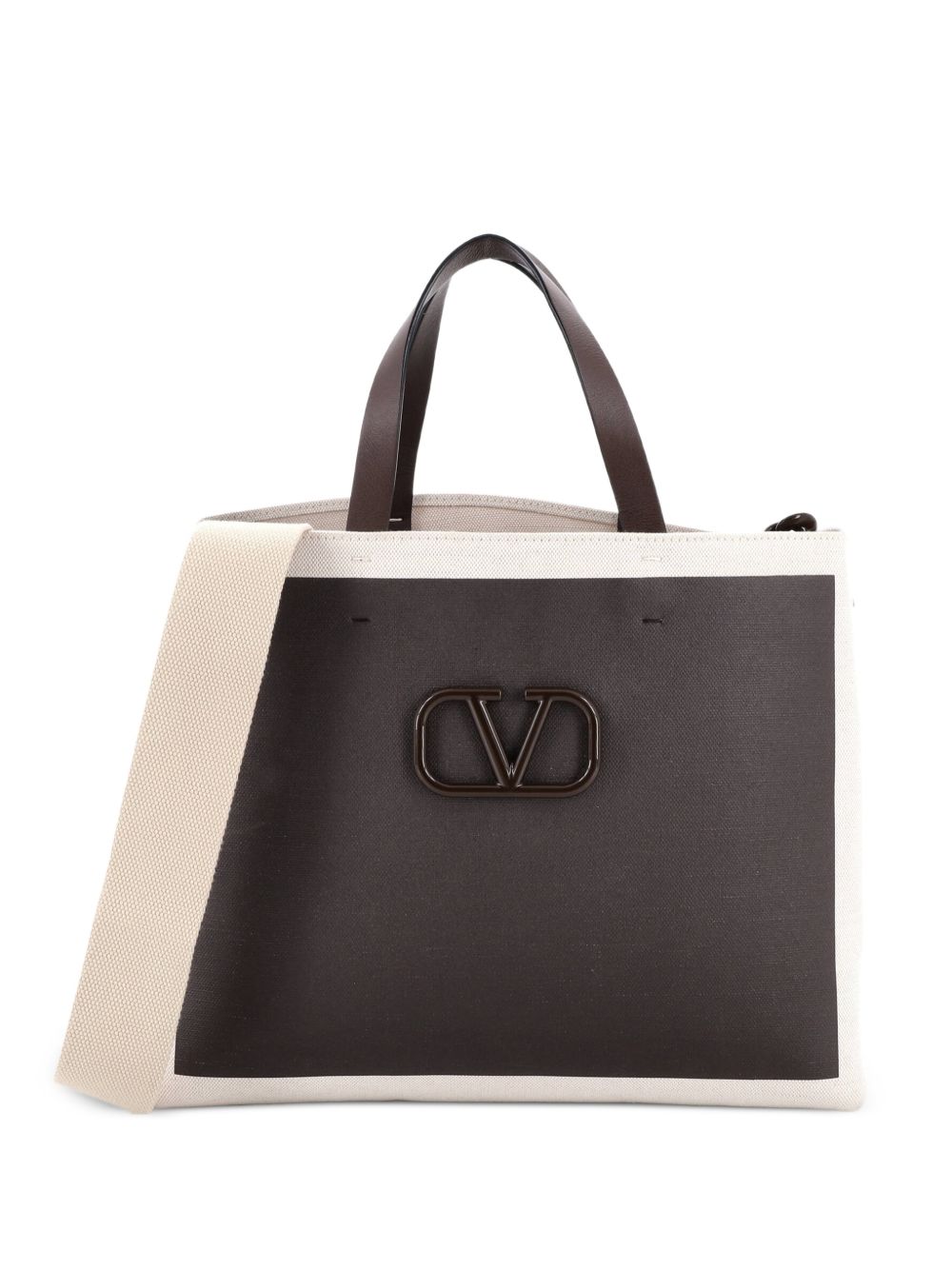 VLogo Signature Tote Leather and Canvas Large shoulder bag
