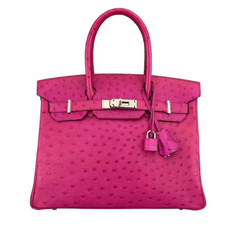 Magnolia Ostrich Birkin 30 Palladium Hardware, 2017