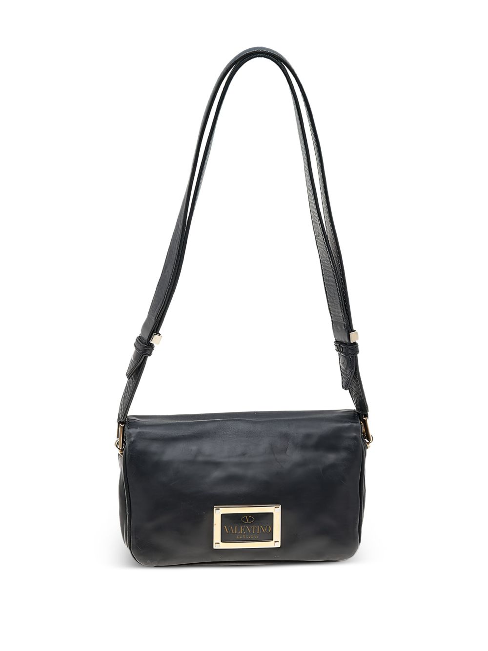 logo-plaque leather shoulder bag
