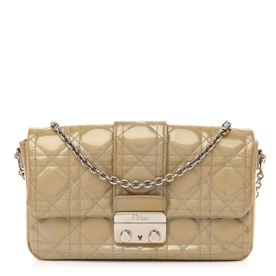 Dior Patent Cannage New Lock Pouch Beige