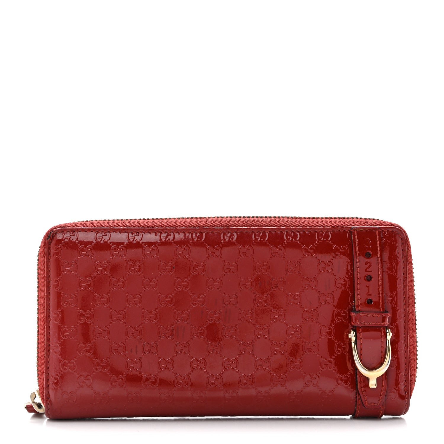 Gucci Patent Microguccissima Zip Around Wallet Rose Bed