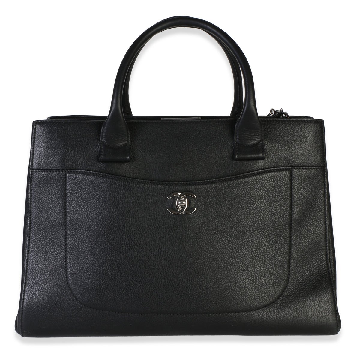 Chanel Black Grained Calfskin Small Neo Executive Shopper Tote