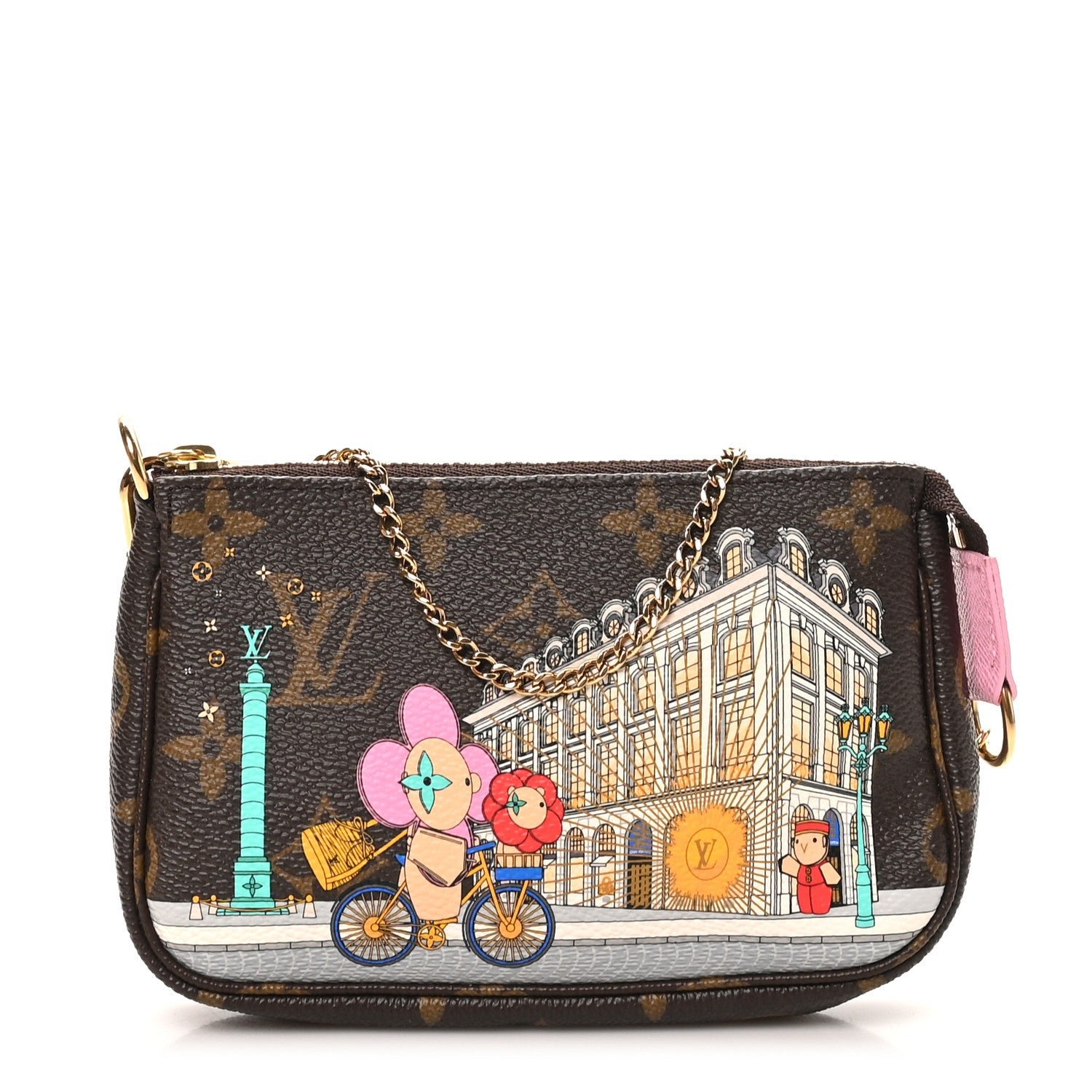 Louis Vuitton Monogram 2022 Christmas Animation Paris Mini Pochette Accessories Pink
