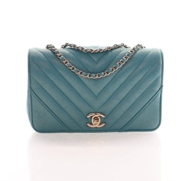 Chanel Mini Caviar Iridescent Chevron Statement Flap Bag
