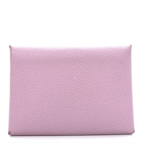Hermes Epsom Calvi Duo Card Case Mauve Sylvestre