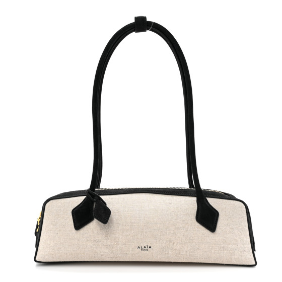 Alaia Canvas Nubuck Medium Le Teckel Bag Black