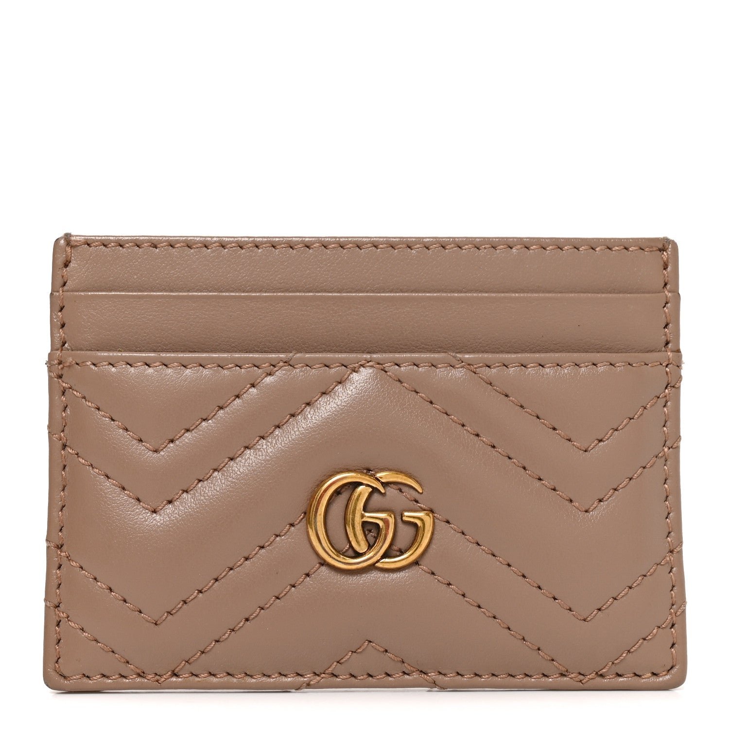 Calfskin Matelasse GG Marmont Card Holder Porcelain Rose