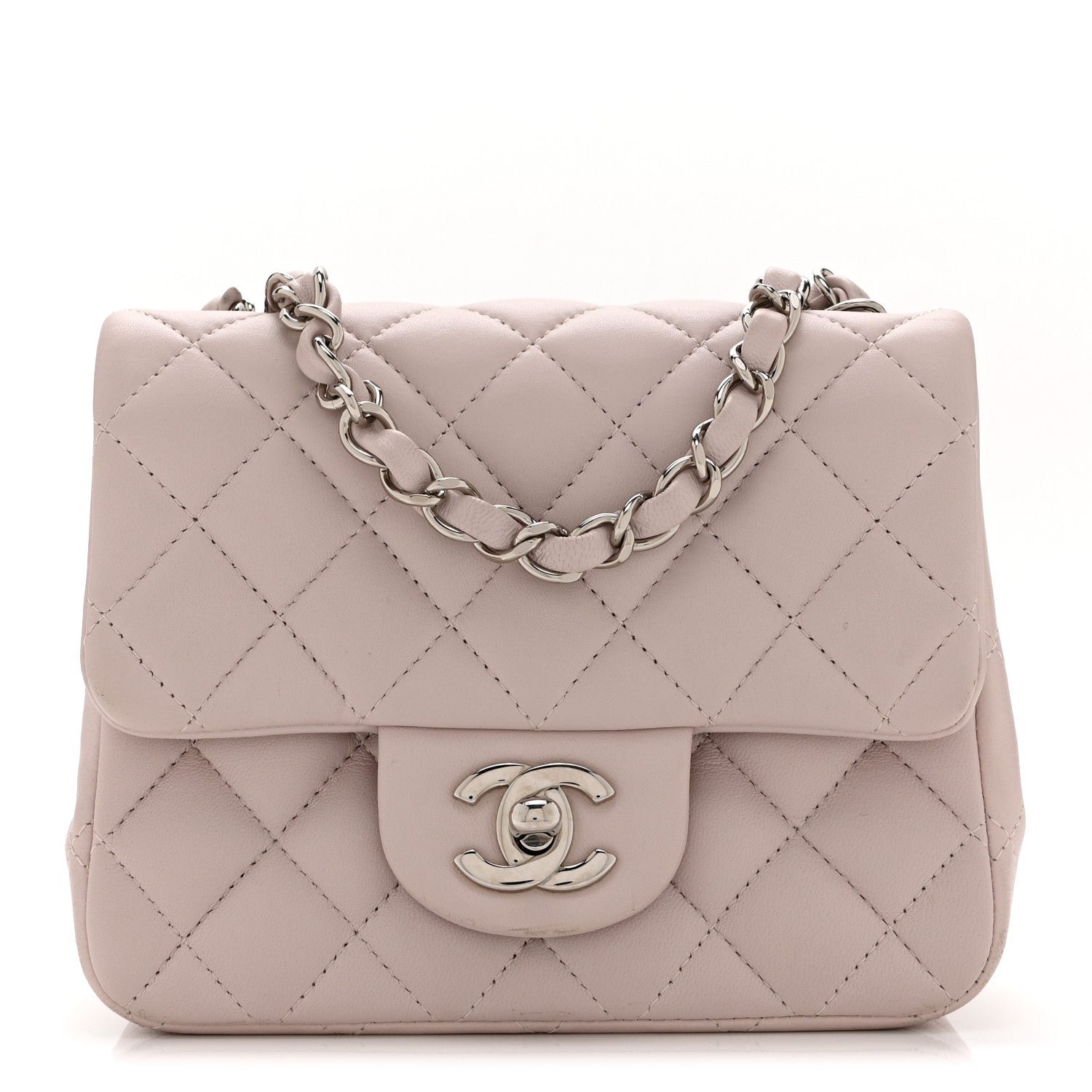 Chanel Lambskin Quilted Mini Square Flap Light Pink