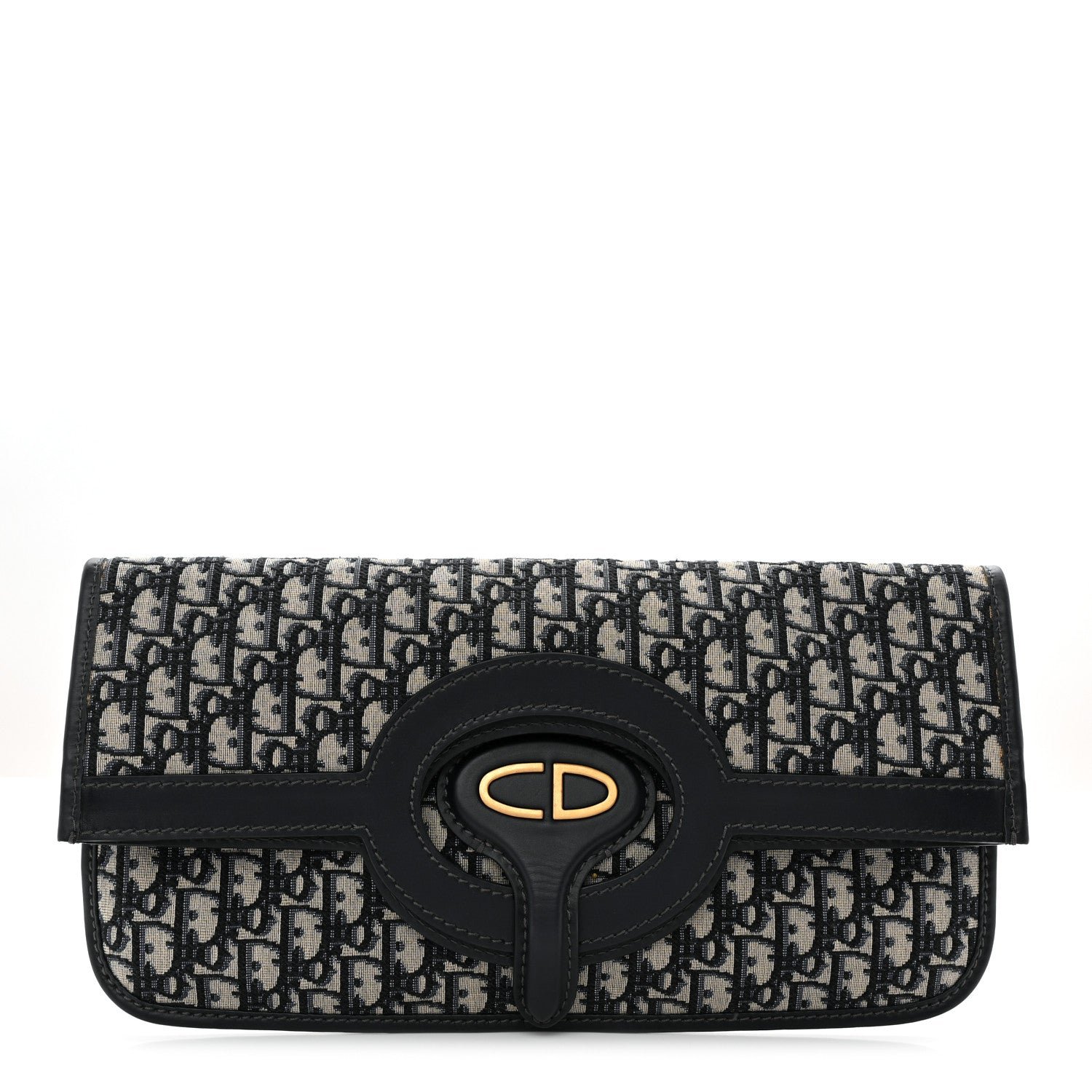 Christian Dior Oblique Fold Over Clutch Blue