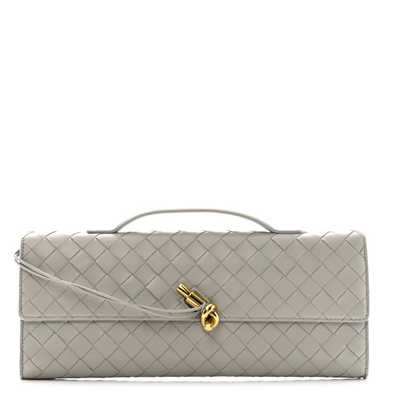 Bottega Veneta Nappa Intrecciato Long Andiamo Top Handle Clutch Sterling