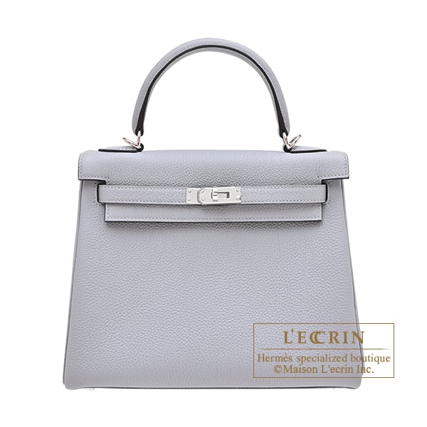 Hermes Kelly bag 25 Retourne Gris pantin Togo leather Silver hardware
