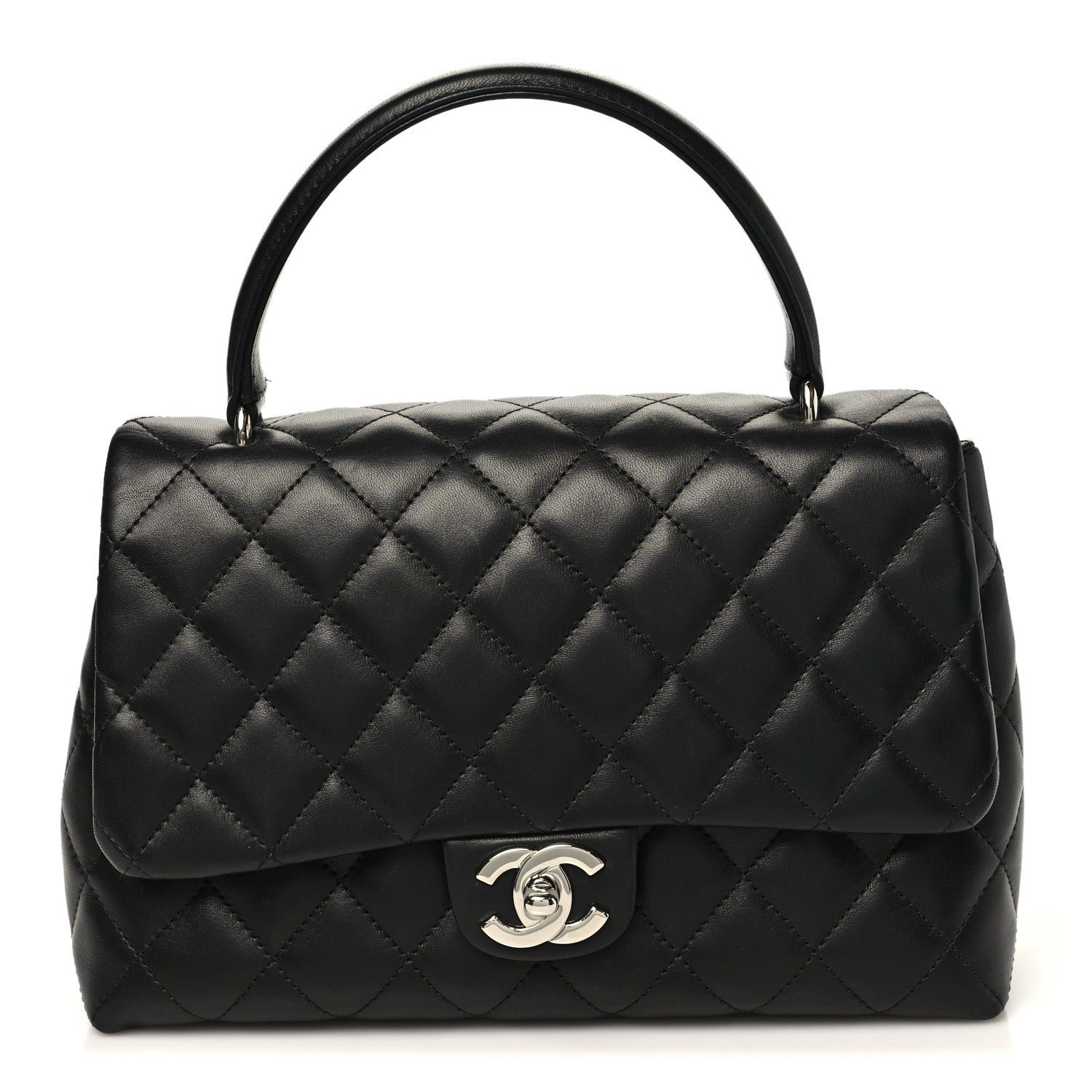 Chanel Lambskin Quilted Medium Kelly Flap Bag Black Black