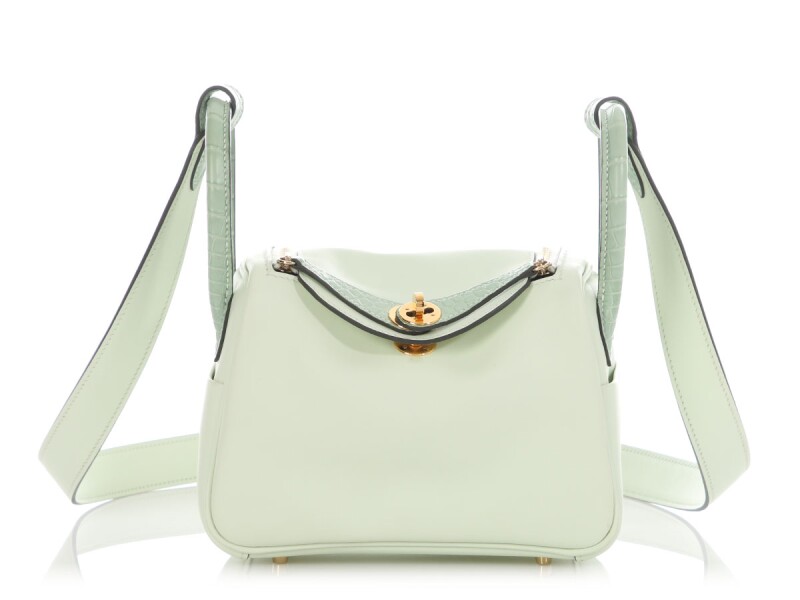 Hermes Vert Fizz Swift and Alligator Mini Lindy 20 Touch Gold Hardware, 2023