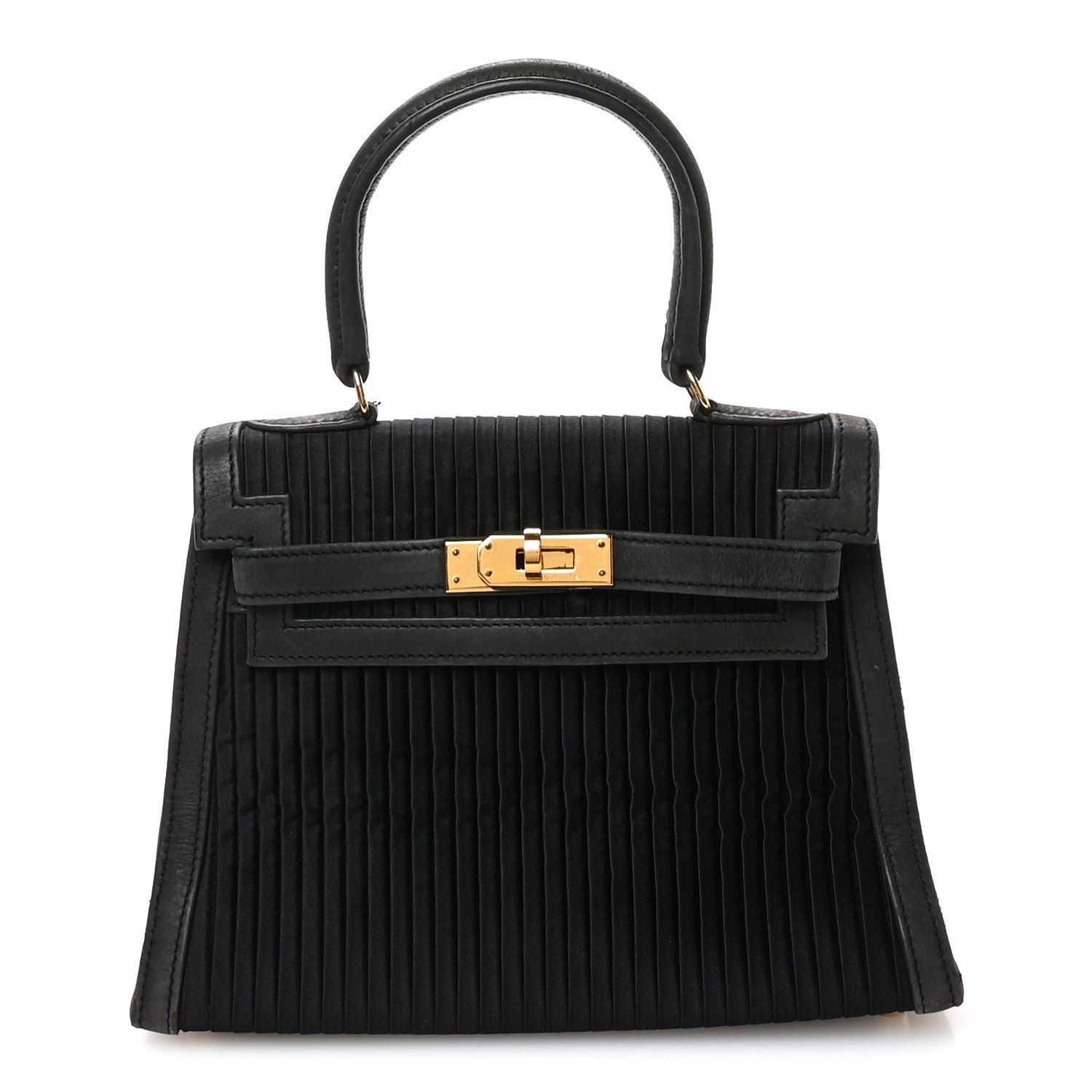Hermes Hermes Silk Veau Doblis Pleated Mini Kelly Sellier 20 Black