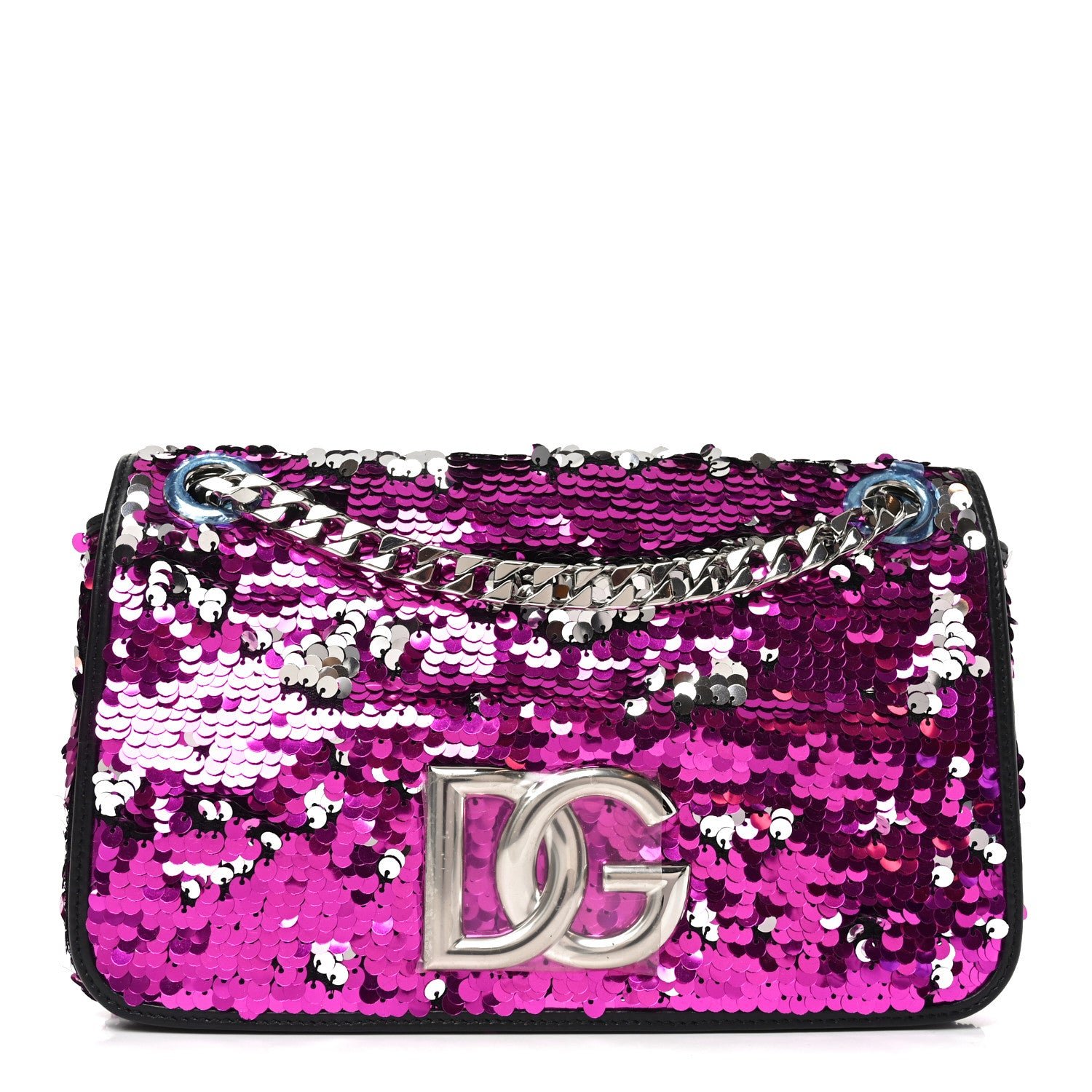 Dolce & Gabbana Sequin DG 3.5 Shoulder Bag Fuxia Argento