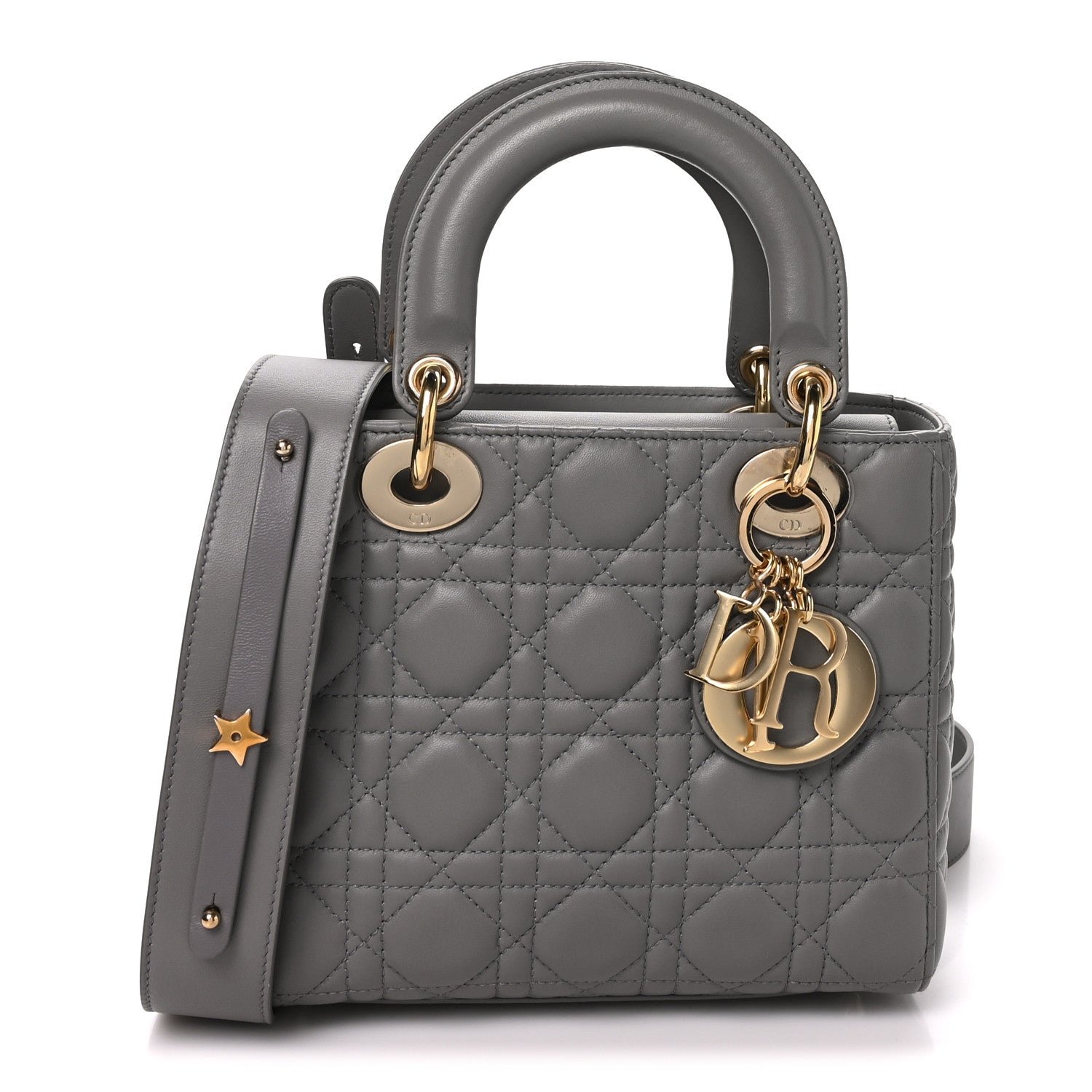 Christian Dior Lambskin Cannage Small My ABCDior Lady Dior Grey